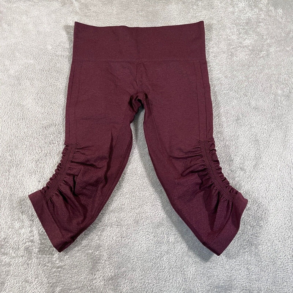 Lululemon Cropped Leggings Ruched Yoga Pants Athletic Maroon Size 6